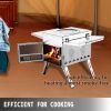 VEVOR Tent Wood Stove 18.1x15x27.2 inch, Camping Wood Stove 304 Stainless Steel With Folding Pipe